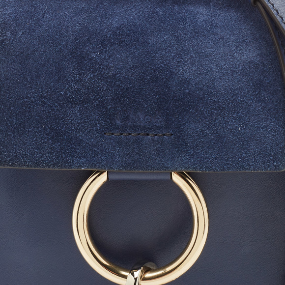 CHLOE Blue Leather and Suede Mini Faye Crossbody Bag - Picture 5 of 8